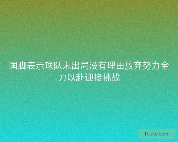 国脚表示球队未出局没有理由放弃努力全力以赴迎接挑战