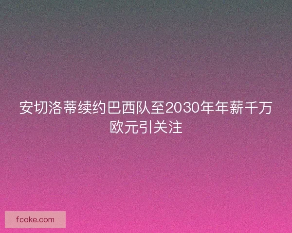 安切洛蒂续约巴西队至2030年年薪千万欧元引关注