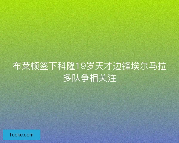 布莱顿签下科隆19岁天才边锋埃尔马拉多队争相关注